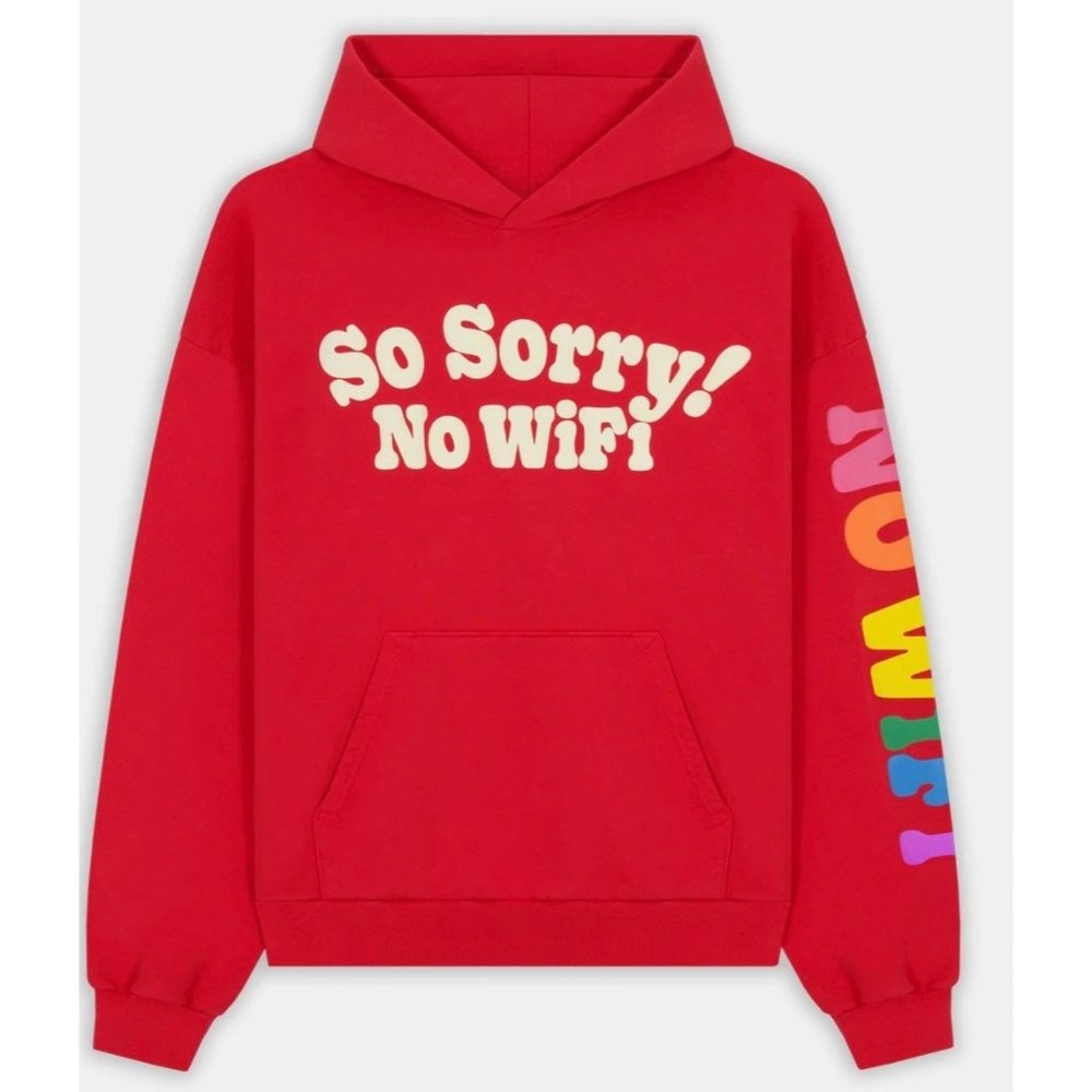 Madhappy Red Hoodie with Multicolor Sleeve
